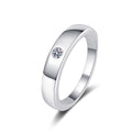 Round Moissanite Adjustable Band Ring in rhodium-plated S925 sterling silver on clean white background