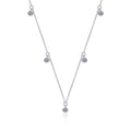 Bead Charm Moissanite Pendant Necklace in Rhodium-Plated S925 sterling silver white background product photo showing minimal bead charm pendant with a small round moissanite accent