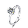Oval Cut Moissanite Ring in rhodium-plated S925 sterling silver on clean white background