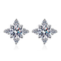 Star Cluster Moissanite Stud Earrings with CZ in Rhodium-Plated S925 sterling silver white background product photo showing the pair, stone shape, and stud earrings silhouette