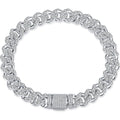 Cuban Chain Moissanite Bracelet in Rhodium-Plated S925 sterling silver white background product photo showing bracelet shape and moissanite setting