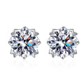 Round Moissanite Screw Back Stud Earrings in Rhodium-Plated S925 sterling silver white background product photo showing the pair, stone shape, and stud earrings silhouette