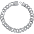 Cuban Chain Moissanite Bracelet in Rhodium-Plated S925 sterling silver white background product photo showing bracelet shape and moissanite setting