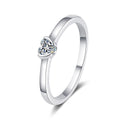 Heart Cut Moissanite Ring in rhodium-plated S925 sterling silver on clean white background