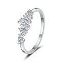 Marquise and Round Moissanite Stackable Ring in rhodium-plated S925 sterling silver on clean white background