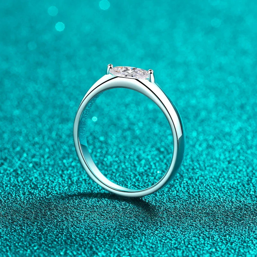 Marquise Cut Moissanite Ring product view showing moissanite setting and metal finish