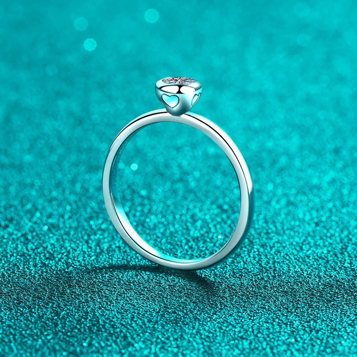 Round Moissanite Solitaire Ring product view showing moissanite setting and metal finish