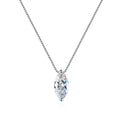Marquise Solitaire Moissanite Pendant Necklace in Rhodium-Plated S925 sterling silver white background product photo showing marquise cut solitaire pendant with an elongated moissanite center