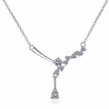 Branch Moissanite Necklace in Rhodium-Plated S925 sterling silver white background product photo showing branch-inspired necklace with round and pear-cut moissanite stones