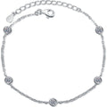 Beaded Moissanite Charm Bracelet in Rhodium-Plated S925 sterling silver white background product photo showing bracelet shape and moissanite setting