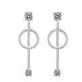 Linear Moissanite Stud Drop Earrings with CZ in Rhodium-Plated S925 sterling silver white background product photo showing the pair, stone shape, and stud earrings silhouette