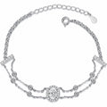Oval Moissanite Adjustable Bracelet with CZ in Rhodium-Plated S925 sterling silver white background product photo showing bracelet shape and moissanite setting