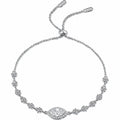 Marquise Moissanite Adjustable Tennis Bracelet with CZ in Rhodium-Plated S925 sterling silver white background product photo showing bracelet shape and moissanite setting