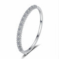 Multi-Size Round Moissanite Pave Bangle in Rhodium-Plated S925 sterling silver white background product photo showing bangle shape and moissanite setting