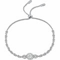 Oval Moissanite Tennis Bracelet with CZ in Rhodium-Plated S925 sterling silver white background product photo showing bracelet shape and moissanite setting