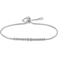 Round Moissanite Tennis Bracelet in Rhodium and Champion Gold-Plated S925 sterling silver white background product photo showing bracelet shape and moissanite setting