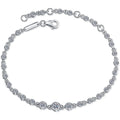 Beaded Round Moissanite Tennis Bracelet in Rhodium and Champion Gold-Plated S925 sterling silver white background product photo showing bracelet shape and moissanite setting