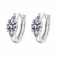 Oval Moissanite Hoop Earrings with CZ in Rhodium-Plated S925 sterling silver white background product photo showing the pair, stone shape, and hoop earrings silhouette