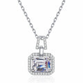 Emerald and Radiant Cut Moissanite Pendant Necklace with CZ in Rhodium-Plated S925 sterling silver additional product styling view