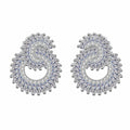 Pear-Shaped Mixed Cut Moissanite Stud Earrings in Rhodium-Plated S925 sterling silver white background product photo showing the pair, stone shape, and stud earrings silhouette