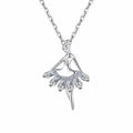 Ballerina Emerald Cut Moissanite Pendant Necklace in Rhodium-Plated S925 sterling silver white background product photo showing ballerina-inspired pendant with emerald cut moissanite skirt details