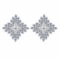 Mixed Cut Moissanite Cluster Stud Earrings in Rhodium-Plated S925 sterling silver white background product photo showing the pair, stone shape, and stud earrings silhouette