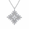 Snowflake Mixed-Cut Moissanite Pendant Necklace in Rhodium-Plated S925 sterling silver white background product photo showing snowflake pendant with emerald cut and marquise moissanite stones