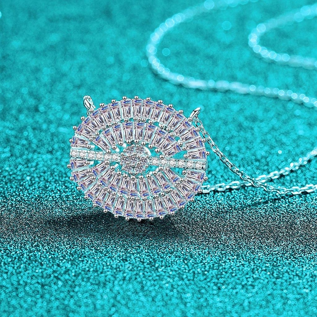 Eye Mixed-Cut Moissanite Necklace in Rhodium-Plated S925 sterling silver close-up product scene showing pendant setting