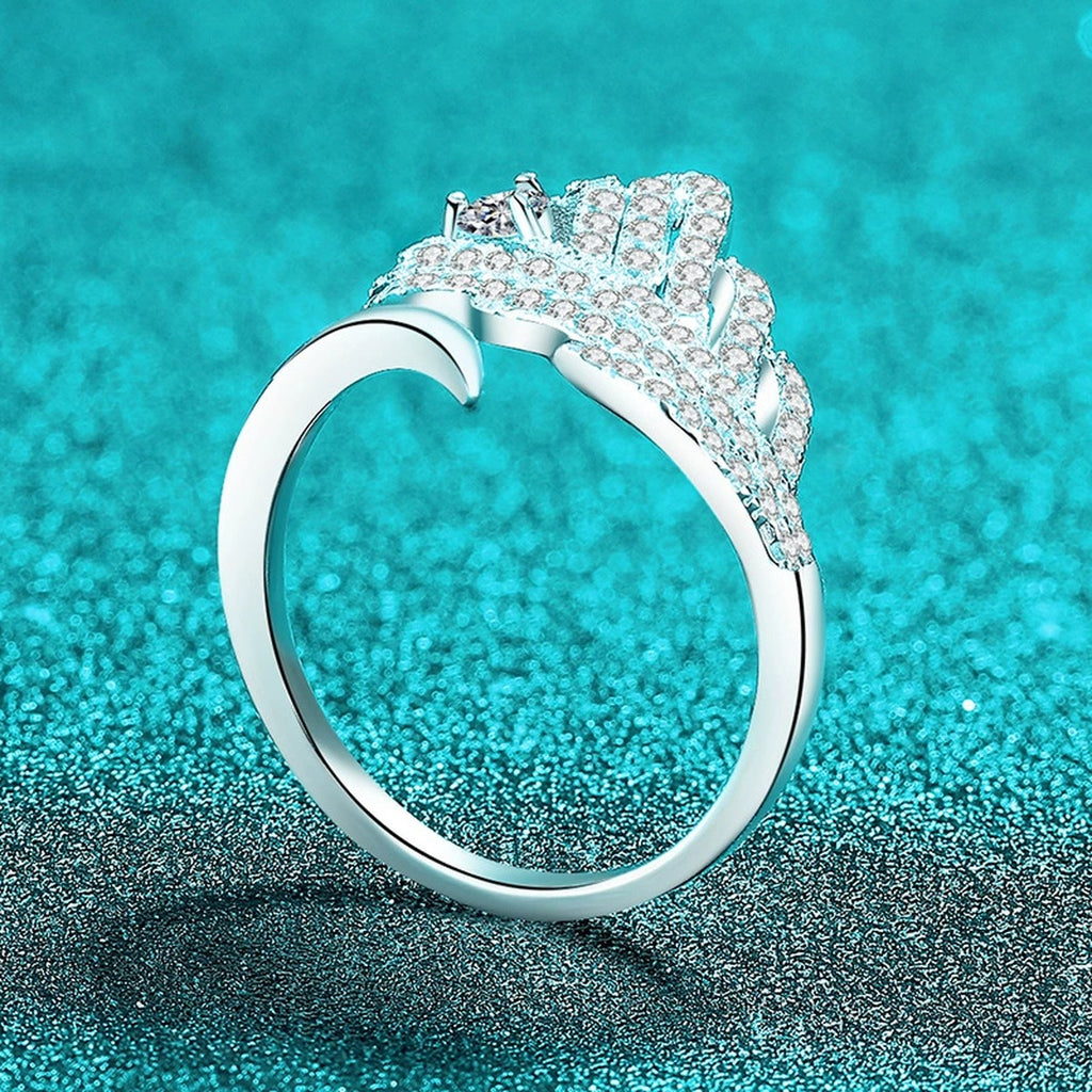 Pear and Round Moissanite Statement Ring product view showing moissanite setting and metal finish