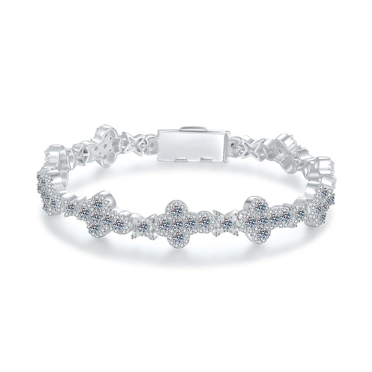 Full Moissanite Tennis Bracelet in Gold-Plated S925 Sterling Silver white background product photo