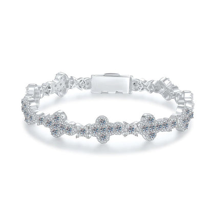 Full Moissanite Tennis Bracelet in Gold-Plated S925 Sterling Silver white background product photo