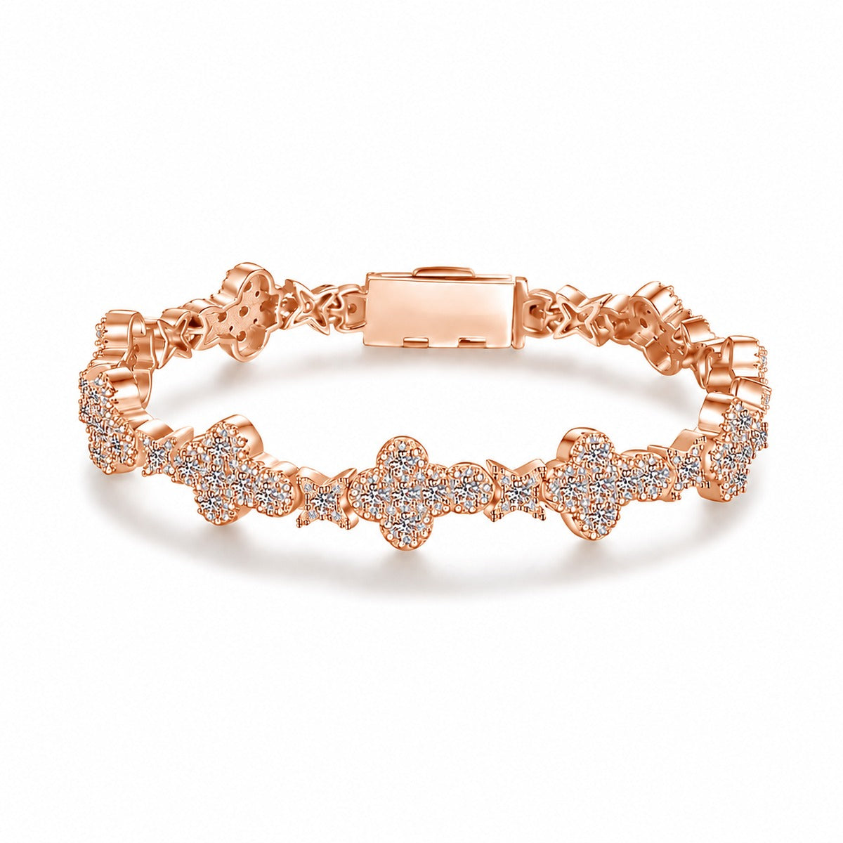 Full Moissanite Tennis Bracelet in Gold-Plated S925 Sterling Silver close-up product detail view