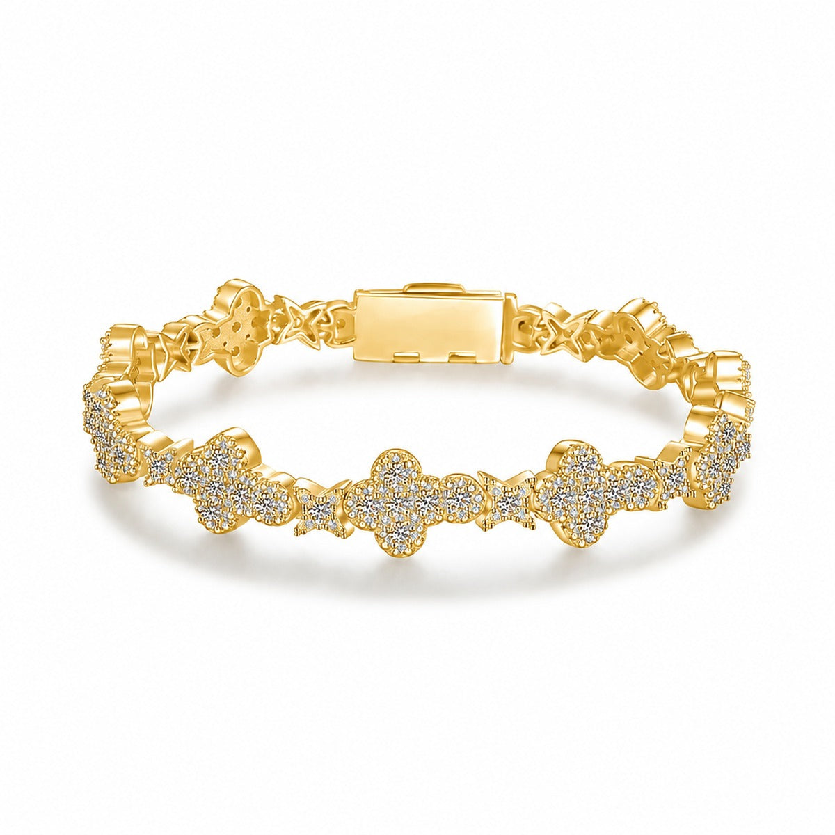 Full Moissanite Tennis Bracelet in Gold-Plated S925 Sterling Silver close-up product detail view