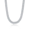 White gold-plated iced Cuban link moissanite necklace on white background product photo