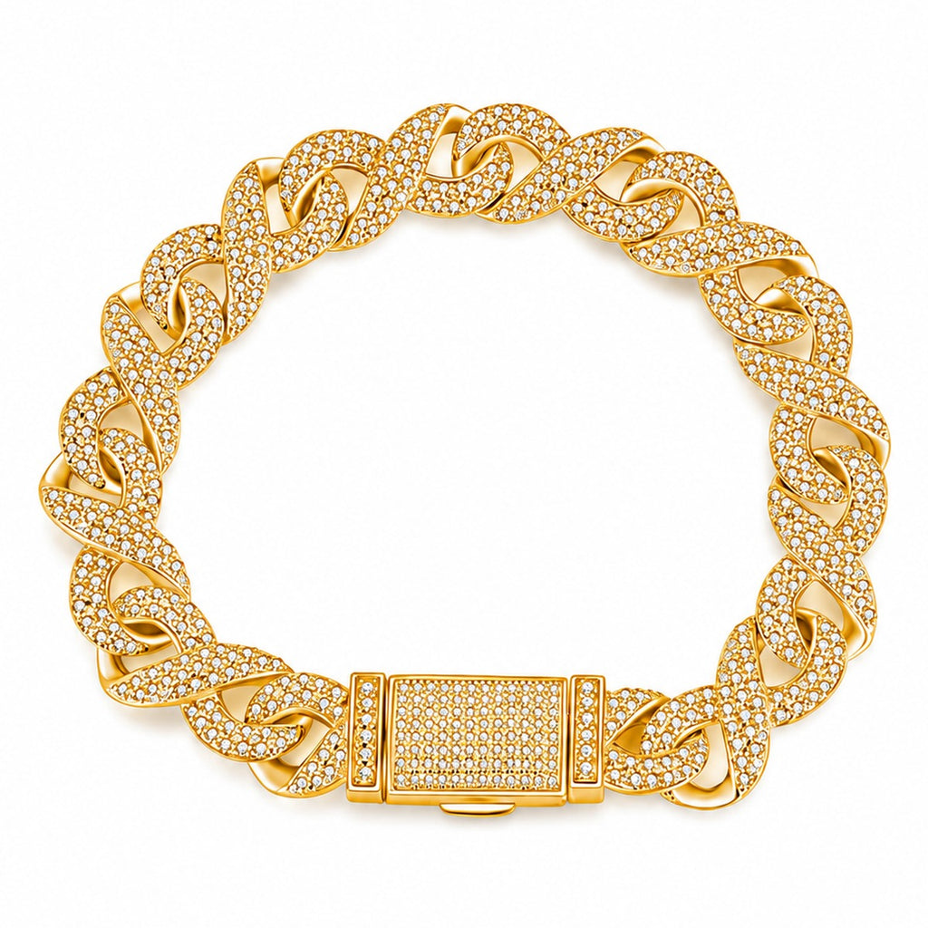 10mm Full Pave Moissanite Cuban Link Bracelet metal color variant product photo showing finish and bracelet width