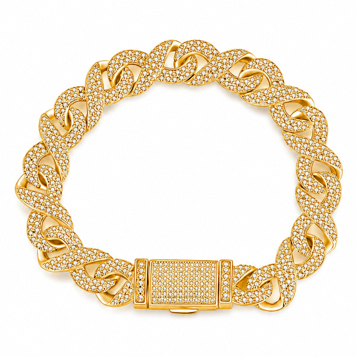 10mm Full Pave Moissanite Cuban Link Bracelet metal color variant product photo showing finish and bracelet width