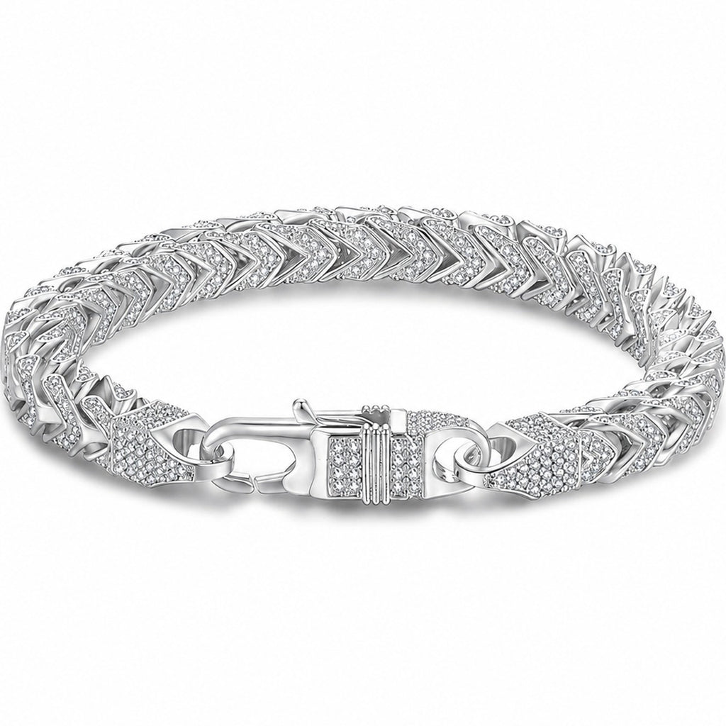 6mm Full Pave Moissanite Cuban Link Bracelet white background product photo showing bracelet silhouette and moissanite setting