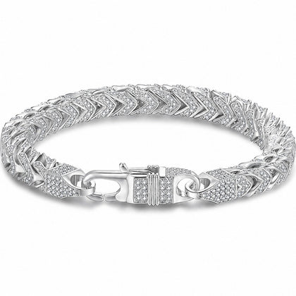 6mm Full Pave Moissanite Cuban Link Bracelet white background product photo showing bracelet silhouette and moissanite setting