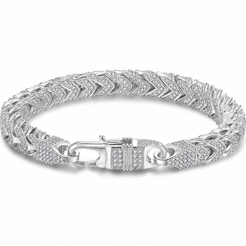 6mm Full Pave Moissanite Cuban Link Bracelet white background product photo showing bracelet silhouette and moissanite setting