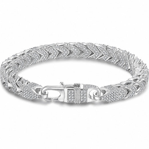 6mm Full Pave Moissanite Cuban Link Bracelet in Gold-Plated S925 Sterling Silver