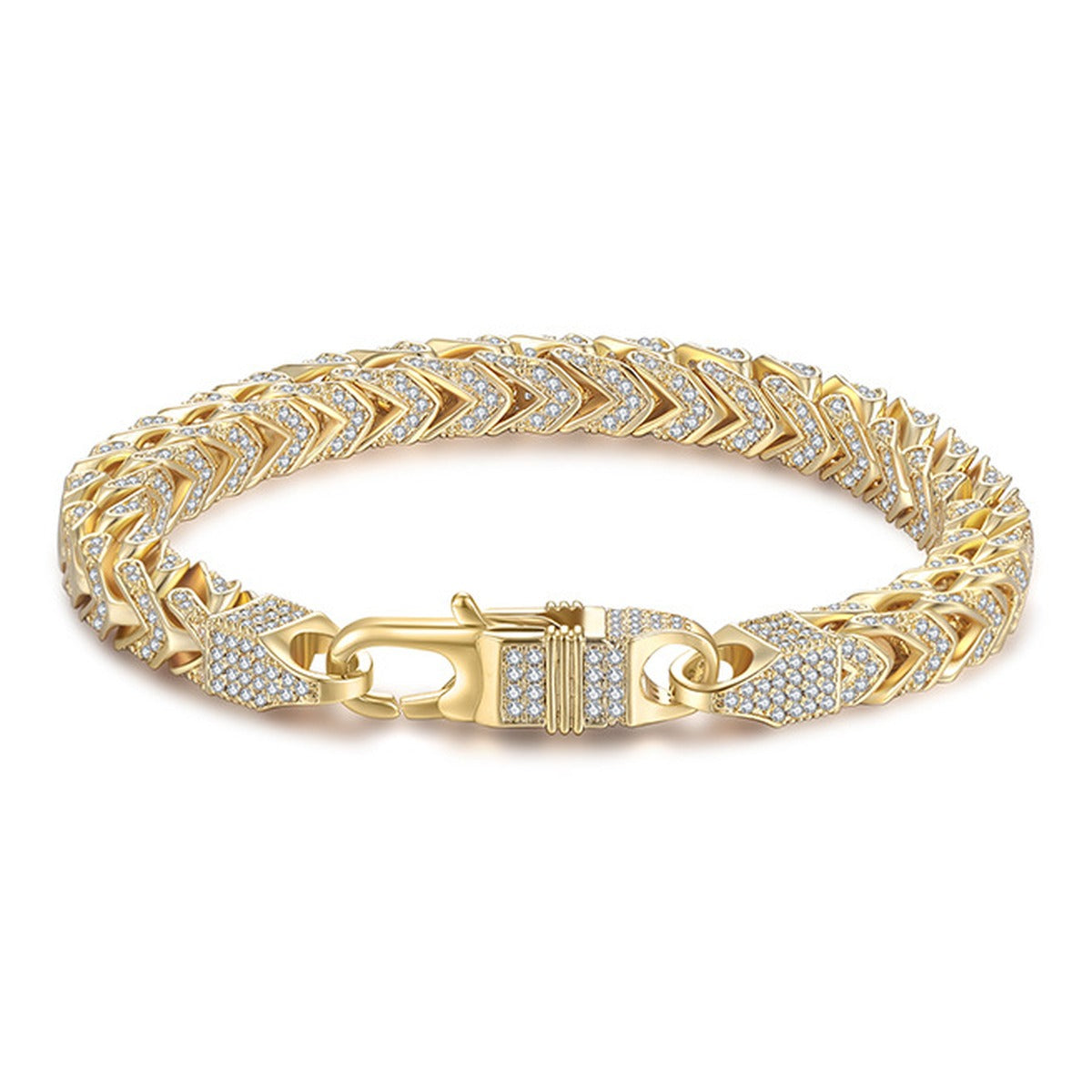 6mm Full Pave Moissanite Cuban Link Bracelet white background product photo showing bracelet silhouette and moissanite setting