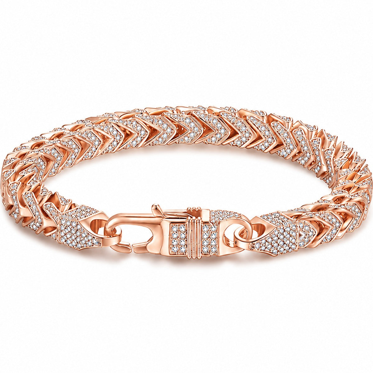 6mm Full Pave Moissanite Cuban Link Bracelet white background product photo showing bracelet silhouette and moissanite setting