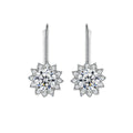 Snowflake Moissanite Threader Earrings with CZ in White Gold-Plated S925 on clean white background showing the pair and threader drop earrings ending in snowflake-inspired moissanite clusters