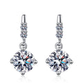 Moissanite Threader Earrings with CZ in White Gold-Plated S925 Silver on clean white background showing the pair and fine threader earrings with round moissanite drops