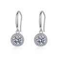 Floral Moissanite Drop Earrings with CZ in White Gold-Plated S925 on clean white background showing flower-like moissanite drops suspended below slim ear wires