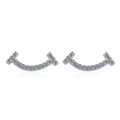 Curved Moissanite Ear Climber Stud Earrings in White Gold-Plated S925 on clean white background showing curved ear climber studs with petite moissanite accents