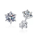 Floral Cluster Moissanite Stud Earrings in White Gold-Plated S925 Silver on clean white background showing round floral cluster studs with petal-like moissanite sparkle