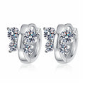 Cluster Moissanite Hoop Earrings in White Gold-Plated S925 Sterling Silver on clean white background showing polished huggie hoops with a round moissanite cluster at the front