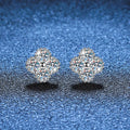Cluster Moissanite Stud Earrings in Gold-Plated S925 Sterling Silver blue scene product view