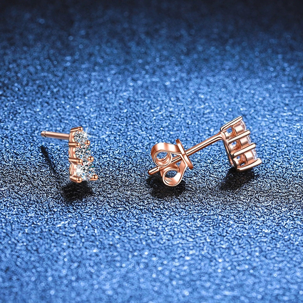 Champagne Gold Moissanite Hoop Earrings in S925 Sterling Silver blue scene product view